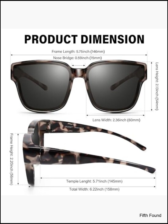 Polarized Sunglasses Fit Over Glasses UV400 Oversized Square Unisex Shades